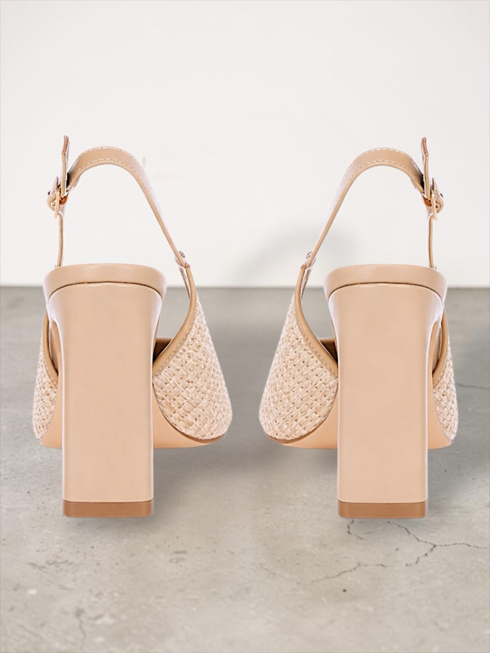 Pointed Slingback Flats in Natural Woven Beige - Picture 5 of 8
